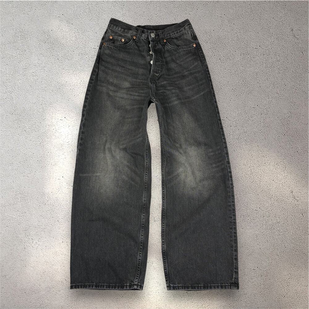 WEEKDAY Astro Loose Baggy Jeans Women’s 26/30 Black High Rise Grunge Skater Y2K